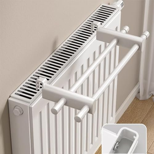 EUPXRHY Handtuchhalter Heizkörper, Handtuchtrockner Heizkörper, Handtuchhalter Heizung Einhängen, Heizkörper Regal, Handtuchhalter für Flachheizkörper, Doppelbalken,Hook Fixation,70cm