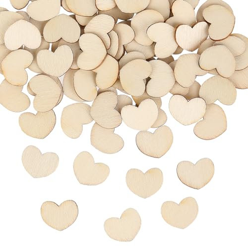 Bewudy 100 Stück Holzherzen Klein Deko, Holz Herzen Deko Klein Holzherzen Holzscheiben Hochzeit Deko Streudeko Tischdeko Holzherzen Deko Handgemachtes für Hochzeit DIY Basteln Tischdekoration