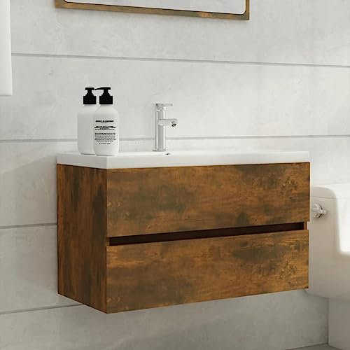 Bad möbel Set,Badezimmer möbel,Waschbeckenschrank Räuchereiche 80x38,5x45 cm HolzwerkstoffIdeal für Bäder, wo sie gebraucht Wird