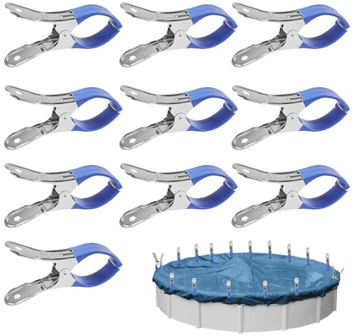 10 Piezas Metálicas para Cubierta de Piscina con Protección Azul