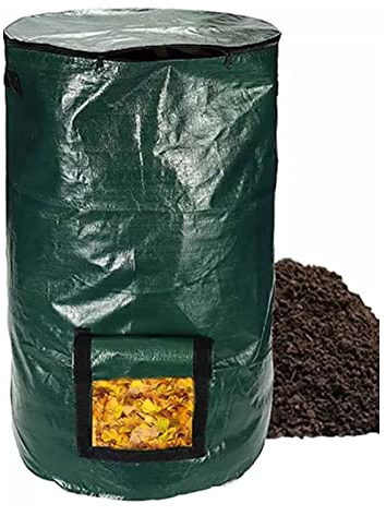Cestino per compost da esterno con coperchio, sacchetti riutilizzabili per rifiuti da giardino, contenitore multifunzionale per foglie e prato per un facile compostaggio e pulizia del giardino