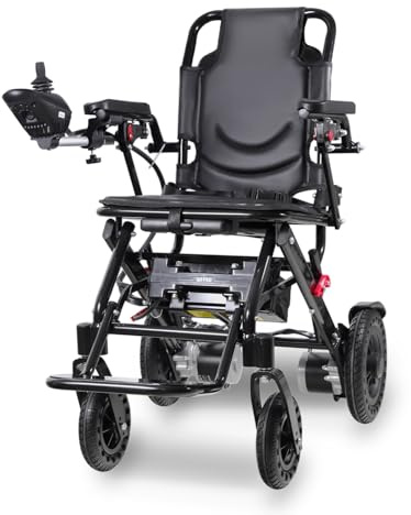 Electric Wheelchairs for Adults Foldable Lightweight, 20+ Miles Travel Range, Max Support 350 LBS, 500W Brushless Motors Power Motorized for Seniors, All-Terrain Solid Explosion-Proof Honeycomb Tires