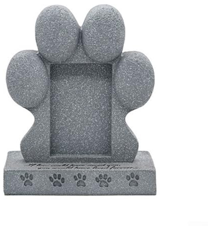 Pietra commemorativa per cani e gatti a forma di zampa, da giardino, per omaggi e ricordi, in resina resistente alle intemperie, con porta foto (lapidi per animali domestici)