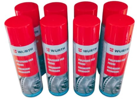 Wuerth Wurth Detergente per Freni, rimozione di Grassi e rifiuti di Olio, Senza Danni in plastica, ad Asciugatura Rapida, Senza Silicone, Confezione da 8