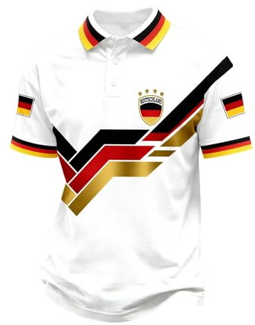 Maglia della Germania 2026, polo da uomo con stampa della bandiera tedesca, stile retrò, per tifosi di calcio, sport, casual, maglietta da allenamento traspirante, 01-beige., L