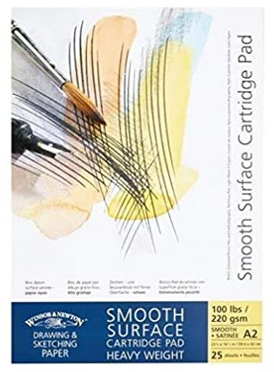 Winsor & Newton Zeichenblock, glatte Oberfläche, reinweiß,geleimt, reinweiß, 220g/m², 25 - Blatt, DIN A2