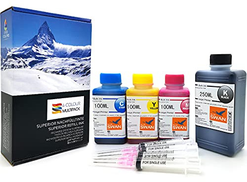 BLUE SWAN 550ml Nachfülltinte Set kompatibel mit HP 303 303XL Patronen – für HP Envy Photo 6220 6230 6234 7130 7134 7820 7830 Tango – Vier Farben Nachfüllset mit Spritzen & Handschuhen