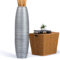 Leewadee Große Deko Bodenvase Für Dekozweige, Hohe Standvase Für Pampasgras, Design Holzvase, 90 cm, Silber