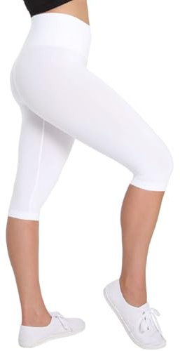 Double Agent High Waist Shaping Capris - SlimMe by MeMoi - Versatile Leggings ,White,X-Large