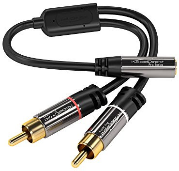 KabelDirekt – 0,2 m Adattatore Cavo (1 Connettore 3,5 mm Jack Femmina su 2 Connettori RCA Maschio, Coassiale Audio Stereo, cavi RCA da 3,5 mm)