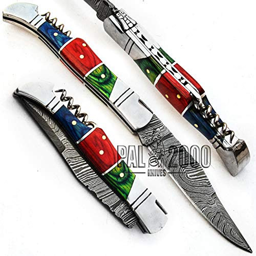 SPSR Couteau en acier Damascus fait main avec gaine et ouvre-porte vini e champagne garantie de qualité supérieure 9691