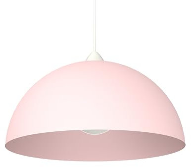 L+ Lámpara colgante de metal, forma de media esfera, diámetro 40 cm, color rosa 14-1905 (rosa, 40 cm)