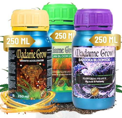 MADAME GROW - Fertilizzante organico - Fertilizzante per fiori - KIT POWER - 3PACK - 3x250ml