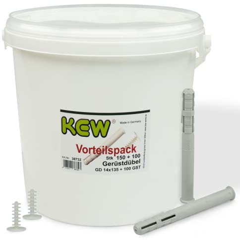 KEW Byggnadsplugg GD – långa spridningspluggar med specialöljettskruvar – med vridsäkring – GD 14 x 135 + GST 14 x 40-1500 100 set