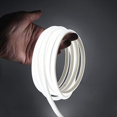 GQL Flexible COB Neon Light Strip, 220V LED Strip 288 LEDs/m, Cut to 50cm, IP65 Waterproof Modified Silica Gel Rope Light with UK Plug Power Supply (2m, Cold White)