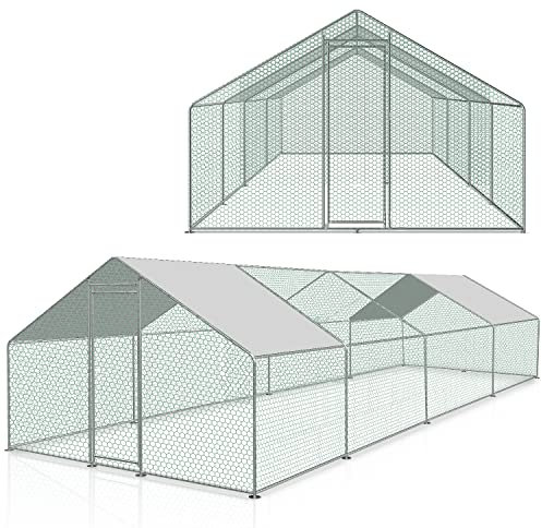 Gimisgu Hühnerstall Freilaufgehege 3 x 8 x 2 m, Stahl Verzinkt Kleintierstall Freilauf Vogelkäfig Hühnerkäfig mit Schloss, Tiergehege Freigehege für Hühner, Kleintiere & Pflanzen