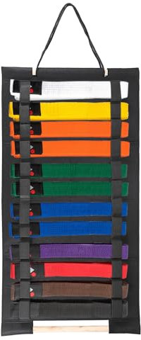 SUMNACON 12 Gürtel Kampfsport Gürtelhalter Schwarz Karate Taekwondo-Gürtel-Organizer Wandbehang Kampfsport Gürtel Display Halter Gürtelaufhänger für Kampfsport Karate Taekwondo-Anfänger (ohne Gürtel)
