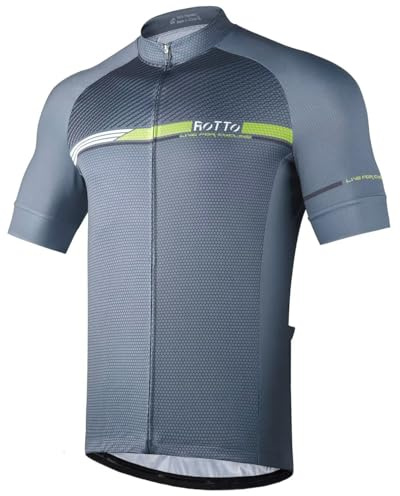ROTTO Cykeltröja för herrar, kortärmad cykeltrikå med bakfickor, serie med ränder, XL