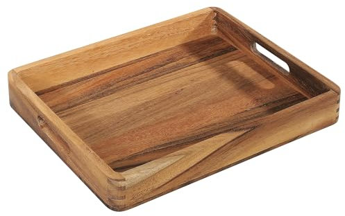 Zassenhaus Plateau de service en bois d'acacia - Plateau avec poignées - Plateau à petit-déjeuner - Plateau en bois décoratif - Plateau pour vaisselle - Bois dur issu de sources durables - 44 x 36 x 6