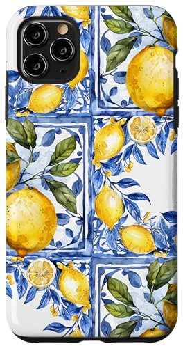 Lemon italian blue tiles pattern portugal morocco azulejo Case for iPhone 11 Pro Max