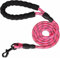 Heavy Duty Rope Dog Lead 5FT - Durable Anti-Slip Leash with Soft Padded Handle, Reflective Nylon Training Lead for Walking, Running, and Obedience – for Small, Medium & Large Dogs (Pink, Medium)