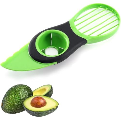Bkemkri Avocado Cutter Slicer, 3 in 1 Avocado Tool, Essential Gadget for Cutting, De-Stoning and Slicing, Multifunctional Avocado Peeler Knife and Core Remover Can be Used on Other Soft Fruit and Veg