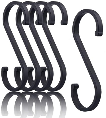 Ruimooto S Haken, 8 Stück S-Haken Aluminium, Durchmesser Bis 32mm S-Förmige Haken, für Küche Garderobe Klein Büro Küche Badezimmer Schlafzimmer, Sparen Sie Viel Platz (Schwarz)