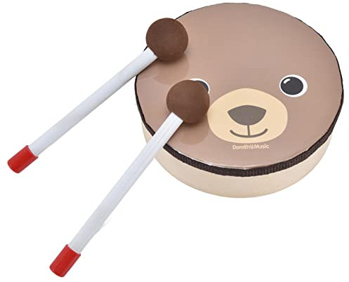 Kindertrommel Holz Trommel Spielzeug,Cartoon Bär Trommeln Schlaginstrumente Mit Drumsticks Instrument Musical Spielzeug Glocke Baby Bildungs Lernen Spielzeug Mädchen Junge