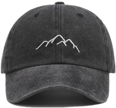 LANLYLGQ Baseball Cap Snapback Baseballkappe Unisex Herren Damen Vintage Stickerei UV Schutz Docker Cap Sonnenhut (Baumwolle, Berg-Schwarz)