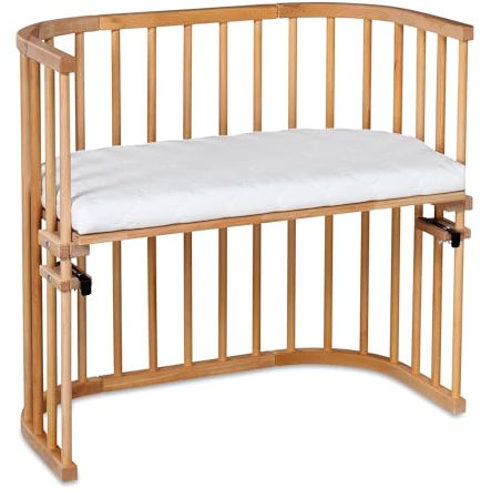 babybay Original Beistellbett aus massivem Buchenholz/kompakt & verwandelbar/Kinderbett Höhe stufenlos verstellbar & umweltfreundlich/mitwachsendes Babybett (kernbuche geölt) / inkl. Matratze