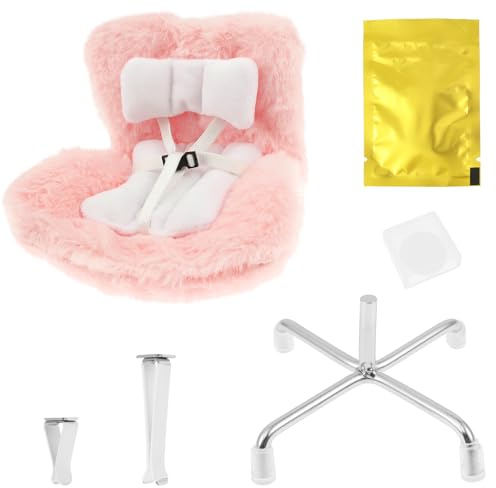 Car Dolls Safety Seat,Car Seat for Dolls with Soft Furry Cushion,Air Vent Clip and Desktop Stand,Cute and Functional Car Ornament for Fans and Doll Collectors Kids Adults Girls Women(Pink)