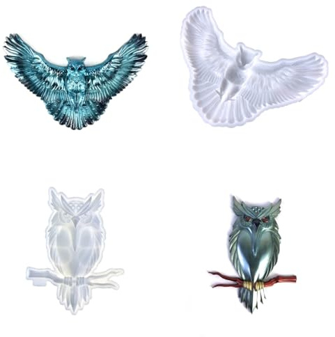 3D Owl Silicone Resin Molds Set, Flying Owl and Perched Owl Wall Art Casting Molds for Home Decor