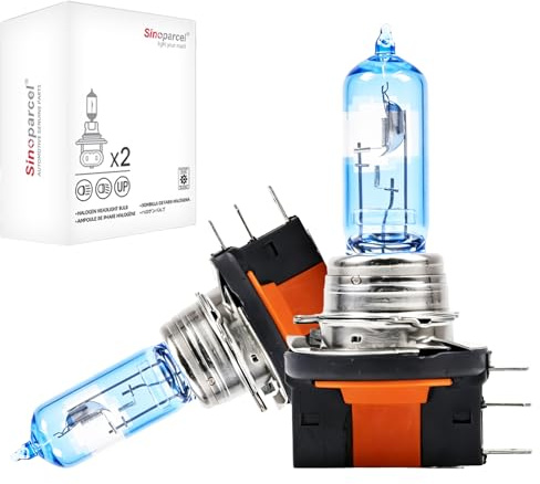 Sinoparcel H15 Headlight Bulb, Clear Visibility, 3500K Neutral White | Improved Road Visibility & Lifespan, High Beam & DRL, OEM Replacement, PGJ23t-1 Base, 12V 55W/15W, Pack of 2