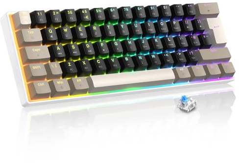 LexonElec Magic-Refiner Tastiera Meccanica Gaming 60% Layout UK – Retroilluminazione RGB, Mini 61 Tasti, Cavo Staccabile & Supporto Regolabile, Keycap PBT, Hot-Swap, Cablata