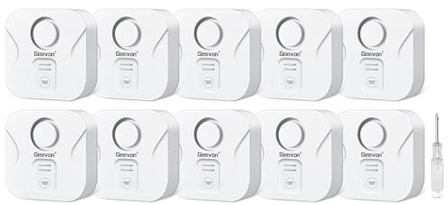 Geevon Water Detector, 100 dB Water Alarm Water Sensor Alarm Battery Operated for Basement Bathroom Laundry Room (Supplied with Battery) (Pack of 10 with Screwdriver)
