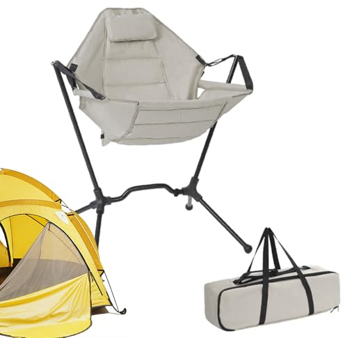 Silla de Exterior para Camping Taburete Oscilante de Aluminio Plegable y