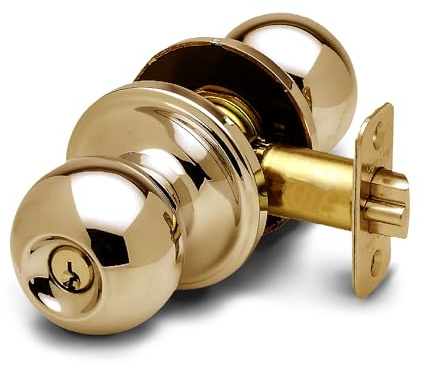 Copper Creek BK2040PB Ball Door Knob, Keyed Entry Function, 1 Pack, in Polished Brass