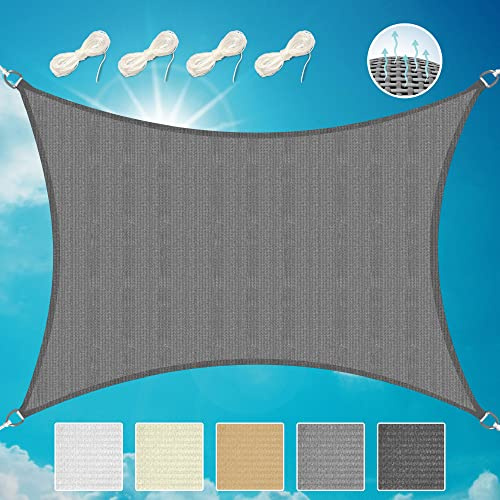 Sol Royal Sonnensegel rechteckig 2x3m Wasserdurchlässig HDPE Atmungsaktiver Balkon Terrasse Segeltuch UV Sonnenschutz Segel Garten Pool Camping Anthrazit – Shade Sails HS9