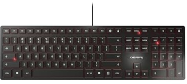 CHERRY KC 6000 Slim, Ultraflache Design-Tastatur, EU-Layout (QWERTY), Kabelgebunden (USB-A Anschluss), Leise Tasten, Langlebige Beschriftung, Schwarz