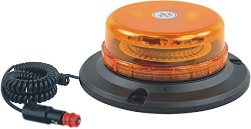 Ryme Automotive Rotativo Ámbar LED Extra Plano 45 LEDs Señalización Advertencia 12/24V - Homologado R65, Función Flash, Pirulo Tractor, Luz Emergencia Vehículos agrícolas, Base imán