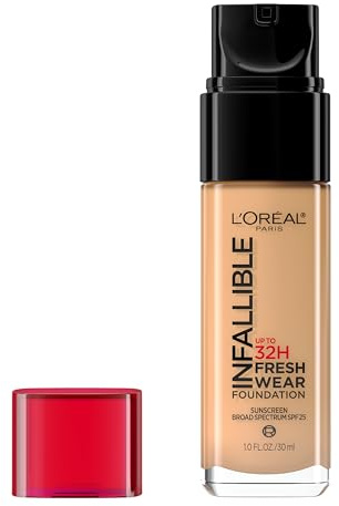 L'Oreal Paris Makeup Infallible Up to 32 Hour Fresh Wear Lightweight Foundation, 455 Natural Buff, 1 Fl Oz, Packaging May Vary