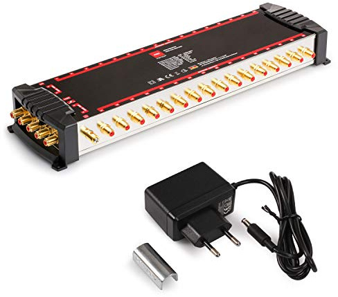 RED OPTICUM OMS 5/32 Pro TRQ - Conmutador múltiple para la recepción de una posición de satélite de hasta 32 participantes, contactos Dorados, 4K, 3D, UHD, Quattro y LNB Quad