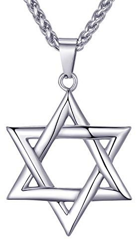 MOO&LEE Men's Stainless Steel Pendant Necklace Jewish Star of David with 24 Inches Link Chain