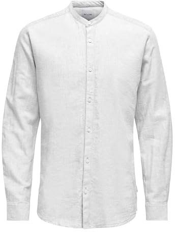 ONLY & SONS Herren Freizeit Hemd ONSCAIDEN SOLID - Slim Fit XS S M L XL XXL, Größe:L, Farbe:White 22019173
