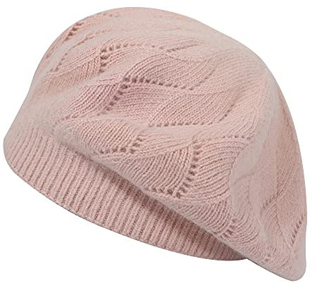 ZLYC Damen Baskenmütze Klassische Französischen Barett Einfarbig Warm Beret(Einfarbiges Rosa)