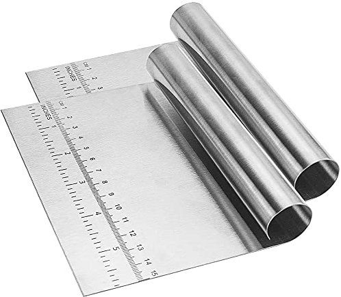Graplan 2 Pièces Grattoirs à Pâte en Acier Inoxydable, Coupe-pâte, Multi-usages Grattoir avec échelle de Mesure pour Cuisine,Pâtisserie,Crêpes