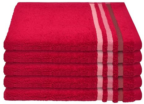 Schiesser Gästetuchset Skyline Color - 5-teilig - 30 x 50 cm - Rot