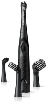 SonicScrubber Footwear Electric Cleaning Brush Pack - Shoe + Trainer Cleaner - High Power Motor - Includes 4 Brush Heads - Removes Mud, Dirt and Refreshes Footwear - AA Batteries included