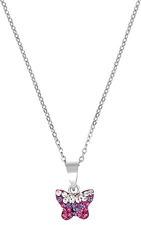 Amor Kette mit Anhänger 925 Sterling Silber Mädchen Kinder Sets, mit Preciosa, 35+3 cm, Silber, Schmetterling, Kommt in Schmuck Geschenk Box, 2021573