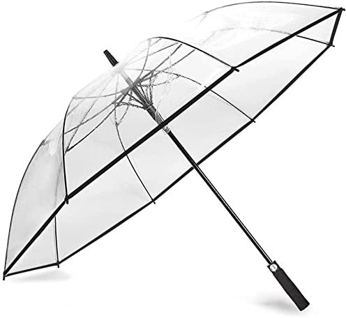 REOTEL Super großer transparenter Golfschirm 51in /59in /71in, automatischer Regenschirm aus Vollfaser, verdickter PVC-Schirmstoff, für Golf, Camping, Wandern, Rucksacktourismus, Angeln,51in